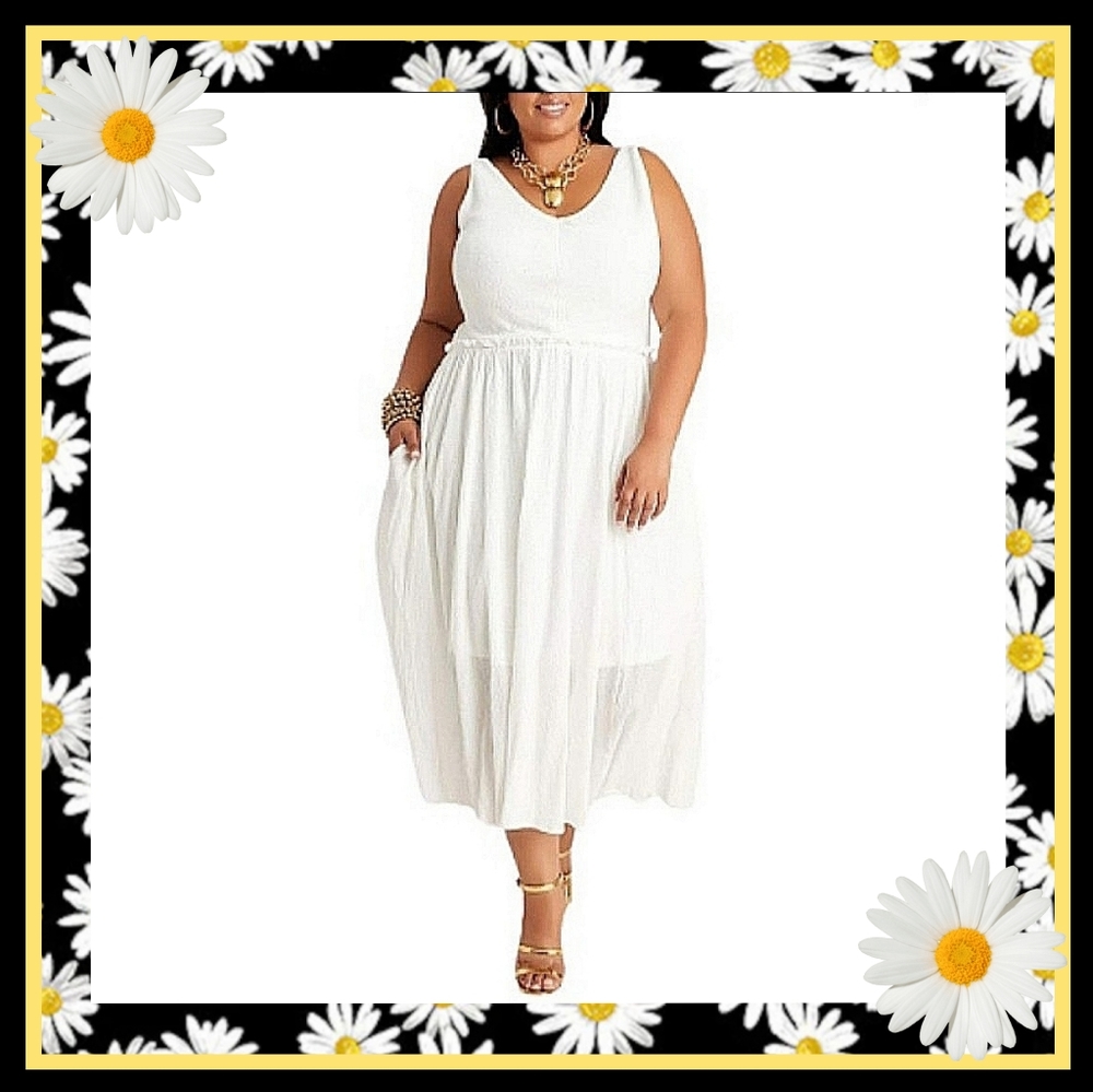 WHITE HOT ☆ GAUZE TIERED MIDI SUMMER DRESS ☆ NWT